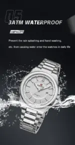 Naviforce 9212 Watch For Men-Silver White - Image 2