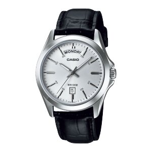 CASIO-MTP-1370L-Mens-Leather-Analog-Watch-Black-White.jpg CASIO MTP-1370L Men’s Leather Analog Watch - Black White - Image 1