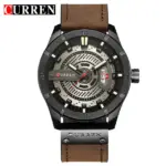 CURREN 8301 PU Leather Quartz Watch for Men-Light Brown - Image 2