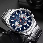 Curren 8363 Original Watch for Men –Silver and Navy Blue