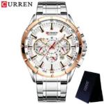 Curren 8363 Original Watch for Men –Silver and White - Image 4