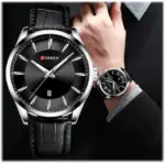 CURREN 8365 Watch For Men - Silver Black - Image 2