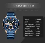 CURREN 8384 Watch For Men - Rose Blue - Image 2