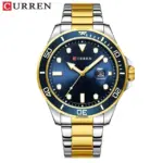 CURREN 8388 Watch For Men - Silver Gold Blue