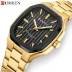 CURREN 8458 Watch For Men - Golden Black - Image 2