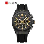 CURREN 8464 Silicone Watch For Men - Black Gold