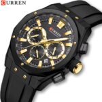 CURREN 8464 Silicone Watch For Men - Black Gold - Image 4