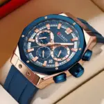 CURREN 8464 Silicone Watch For Men - Rose Blue - Image 2