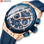 CURREN 8464 Silicone Watch For Men - Rose Blue - Image 4