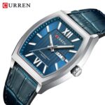 CURREN 8478 Leather Watch For Men - Silver Blue - Image 2