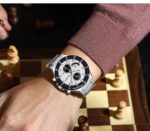 CURREN 8481 Stainless Steel Watch For Men - Silver Black White - Image 2