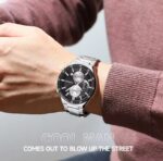 CURREN 8481 Stainless Steel Watch For Men - Silver Black - Image 2