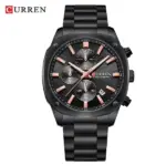 CURREN 8490 Stainless Steel Watch For Men - Full Black