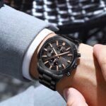 CURREN 8490 Stainless Steel Watch For Men - Full Black - Image 3