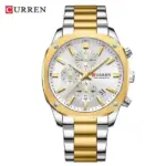 CURREN 8490 Stainless Steel Watch For Men - Silver Gold