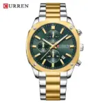 CURREN 8490 Stainless Steel Watch For Men - Silver Gold Green