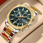 CURREN 8490 Stainless Steel Watch For Men - Silver Gold Green - Image 5