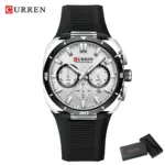 CURREN 8502 Silicon Watch for Men - Silver Black