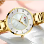 CURREN 9051 Watch For Women - Golden White - Image 3