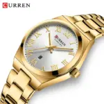 CURREN 9095 Elegant Watch Watch For Women - Golden White - Image 2