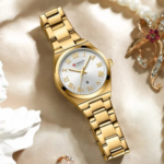 CURREN 9095 Elegant Watch Watch For Women - Golden White - Image 3
