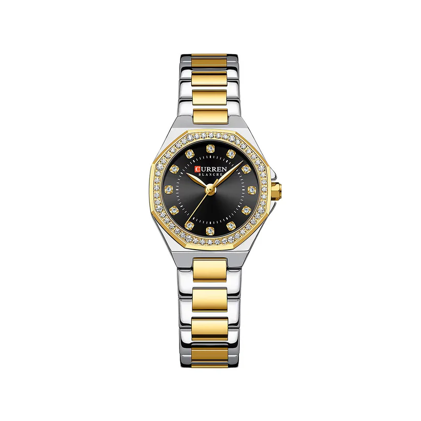 CURREN-9100-Elegant-Fashion-Stainless-Steel-Ladies-Watch-Gold-Black.webp CURREN 9100 Watch For Men-Gold Black - Image 1