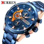 Curren 8402 Original Watch for Men –Rose Gold and Blue - Image 3