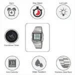Casio Vintage Illuminator Data Bank Silver Chain Watch DB-360-1ADF - Image 4