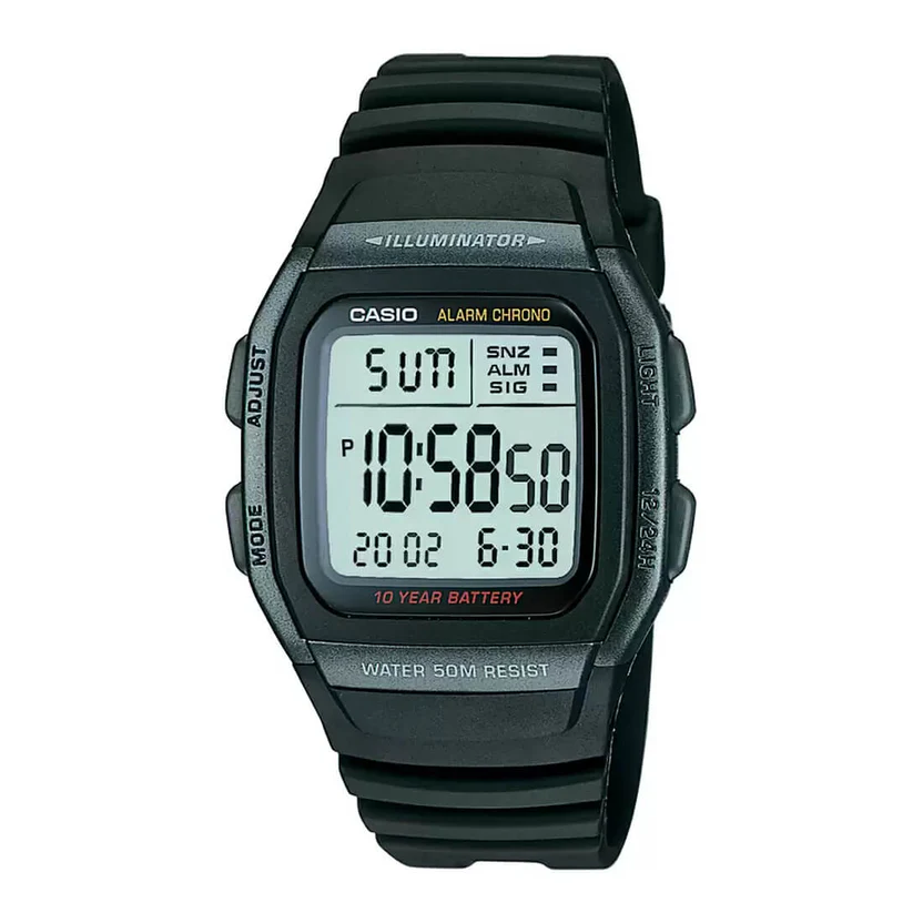 CasioW-96H-1BVDFWatch.webp Casio Youth Dual Time Digital Resin Belt Watch W-96H-1BVDF - Image 1