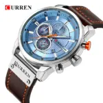 Curren 8291 Watch For Men - Silver Brown Blue - Image 2