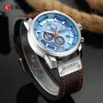 Curren 8291 Watch For Men - Silver Brown Blue - Image 4
