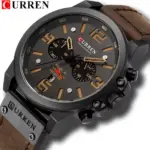 Curren 8314 Leather Wrist Watch For Men – Black-Brown - Image 2