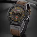Curren 8314 Leather Wrist Watch For Men – Black-Brown