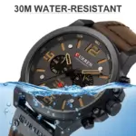 Curren 8314 Leather Wrist Watch For Men – Black-Brown - Image 4