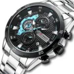 Curren 8402 Watch for Men - Silver Black - Image 4