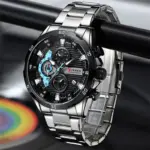 Curren 8402 Watch for Men - Silver Black - Image 2