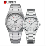 Curren 8439 Watch For Couple - Full Silver