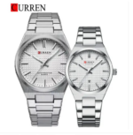 Curren 8439 Watch For Couple - Full Silver