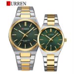 Curren 8439 Watch For Couple - Gold Green