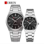 Curren 8439 Watch For Couple - Silver Black