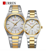 Curren 8439 Watch For Couple - Silver Gold