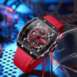 CURREN 8442 Multi-function Chronograph Men Watch For Men -Red - Image 3