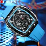 CURREN 8442 Multi-function Chronograph Men Watch- Sky Blue - Image 3