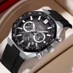 Curren 8489 Watch For Men Silicon Belt-Black - Image 3