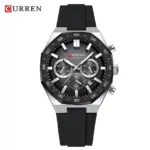 Curren 8489 Watch For Men Silicon Belt-Black - Image 4