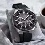 Curren 8489 Watch For Men Silicon Belt-Black - Image 2