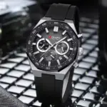 Curren 8489 Watch For Men Silicon Belt-Black