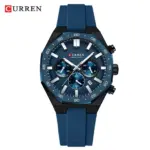 Curren 8489 Watch For Men Silicon Belt-Blue - Image 3