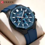 Curren 8489 Watch For Men Silicon Belt-Blue - Image 4