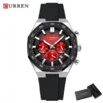 Curren 8489 Watch For Men Silicon Belt-Red - Image 3